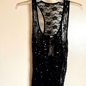 Elegant Black Lace Sequin tank-NWT